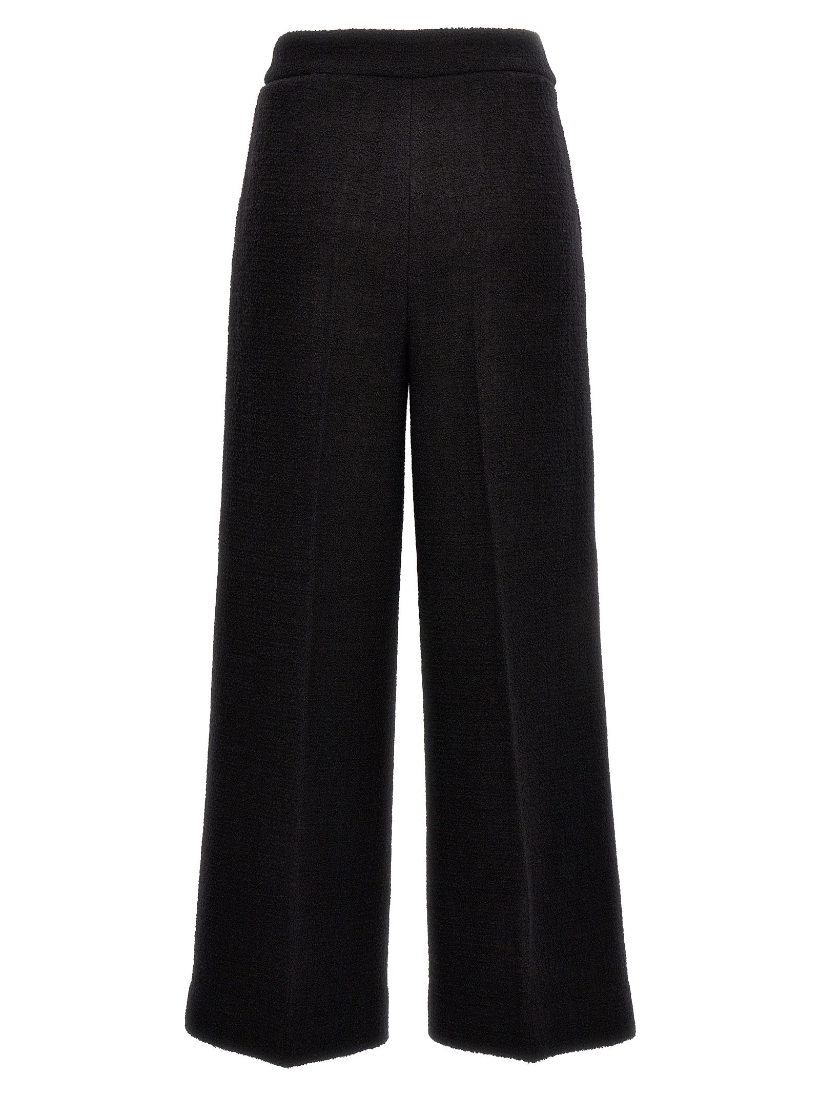 Chinos Pants by Moschino for women in polyamide wool black features an sharp cropped and cropped with a , highlighting a sharp silhouette for a sophisticated look.