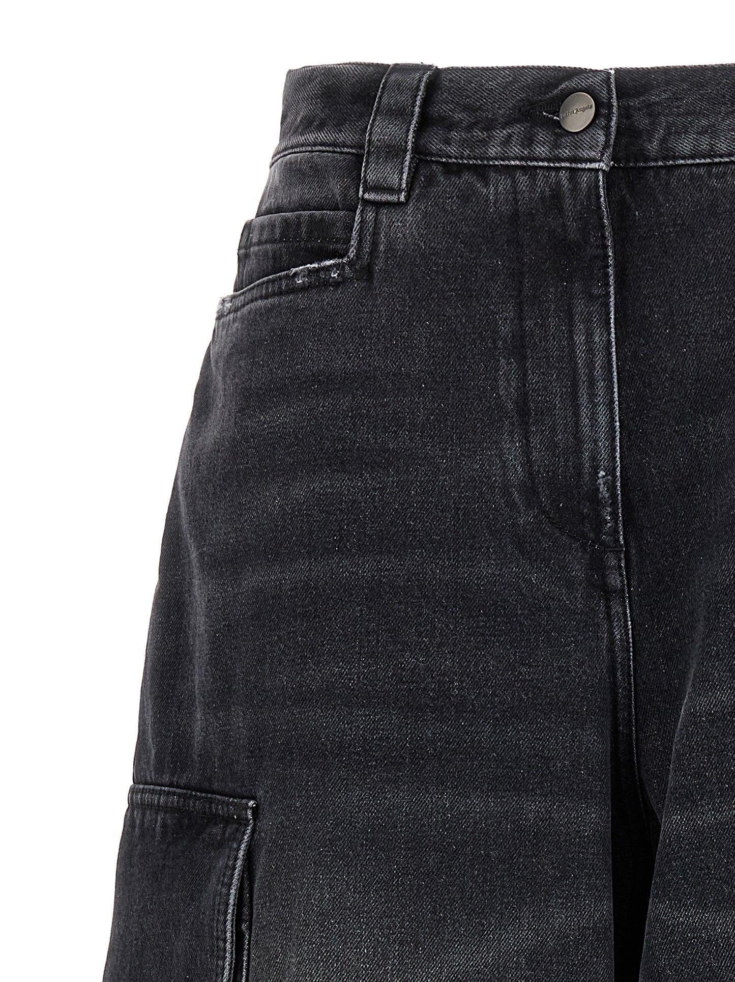 Denim Shorts by Palm Angels for women in denim cotton gray presents a contemporary silhouette, featuring a contemporary wide & oversized and short with a contemporary for a sophisticated summer look.