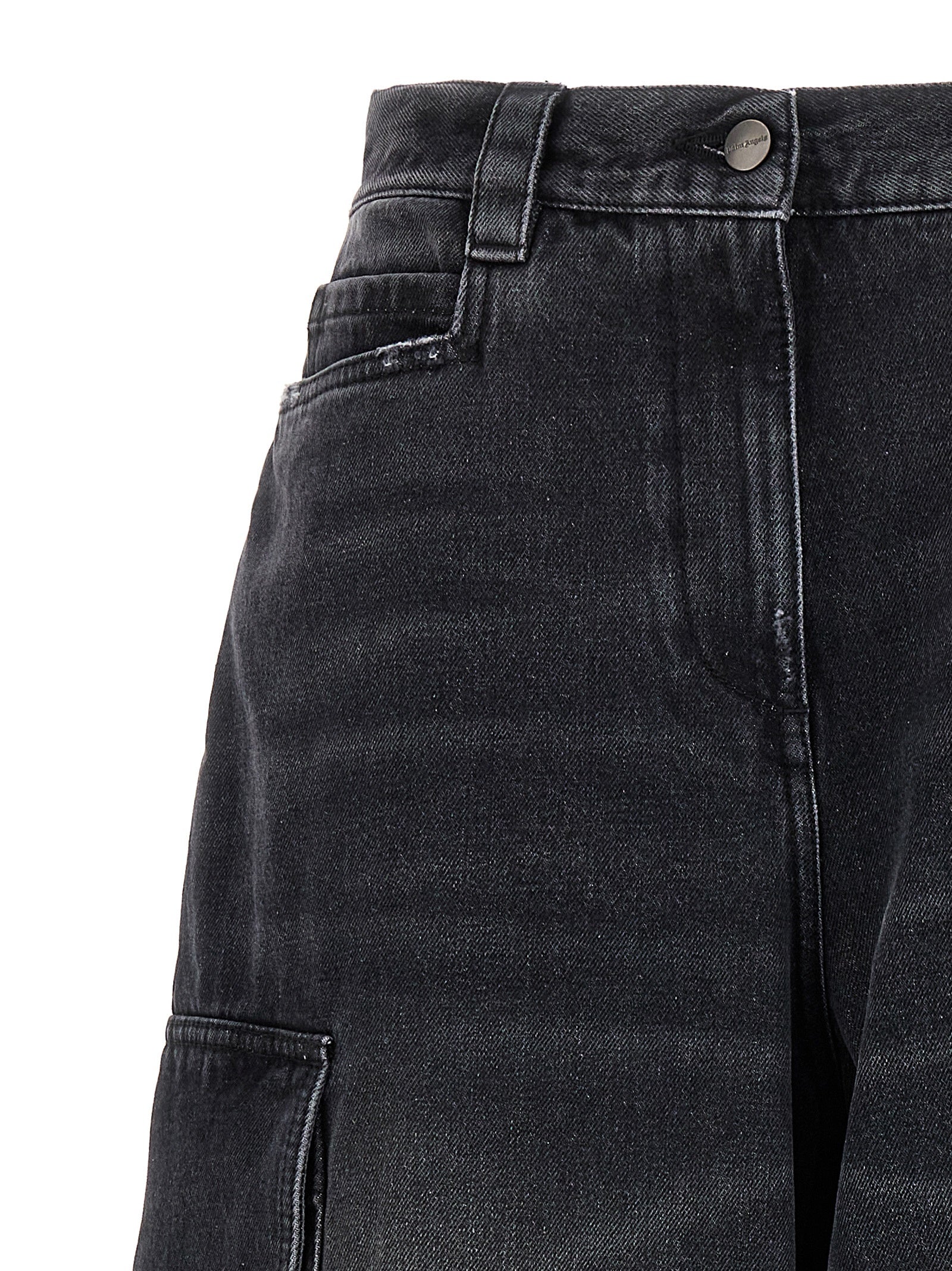 Denim Shorts by Palm Angels for women in denim cotton gray presents a contemporary silhouette, featuring a contemporary wide & oversized and short with a contemporary for a sophisticated summer look.