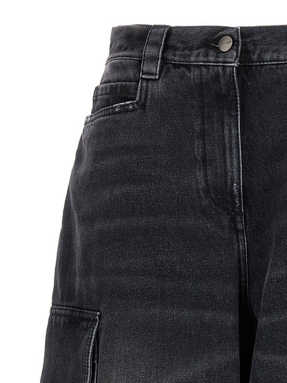 Denim Shorts by Palm Angels for women in denim cotton gray presents a contemporary silhouette, featuring a contemporary wide & oversized and short with a contemporary for a sophisticated summer look.