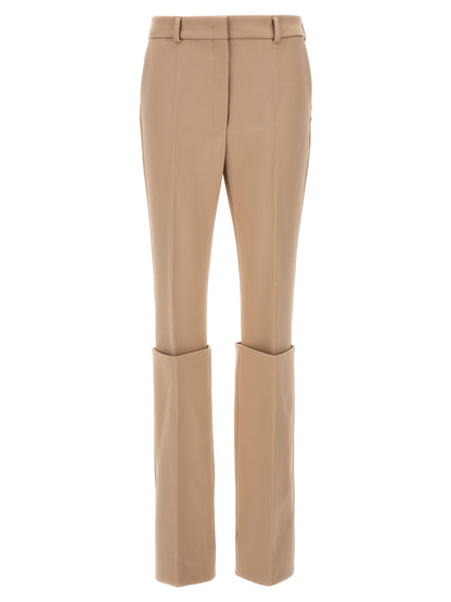 Trousers by Sportmax for women in polyester & wool beige features a artisanal silhouette, showcasing a sophisticated with a long and for a artisanal finish.