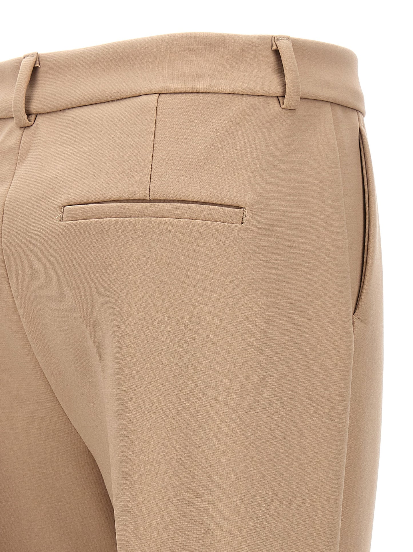 Trousers by Sportmax for women in polyester & wool beige features a tailored silhouette with a tailored , defined by its long and a sophisticated .