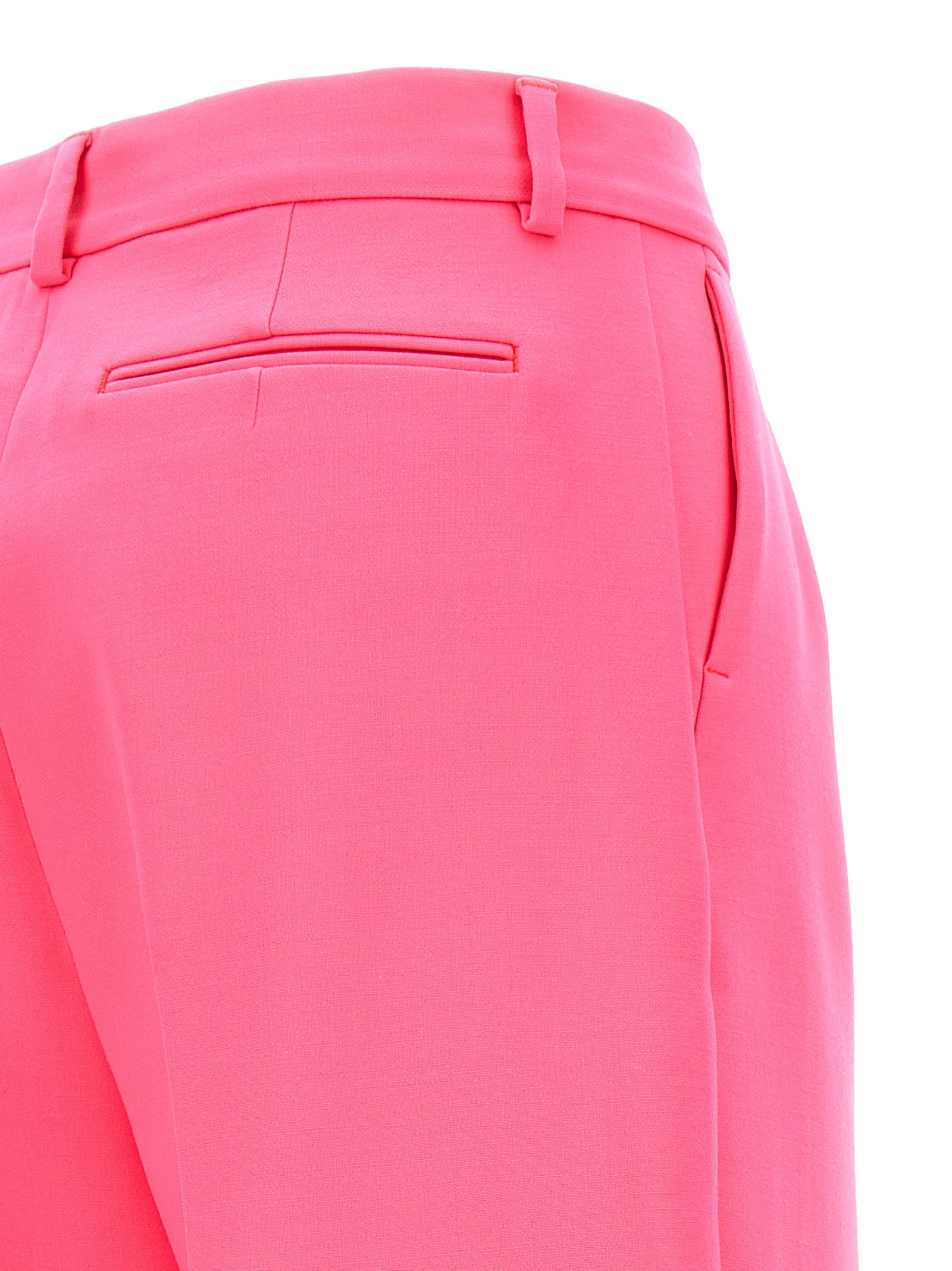 Casual Pants by Sportmax for women in virgin wool fuchsia features a polished silhouette with a polished wide, reaching a polished long and finished with a polished .