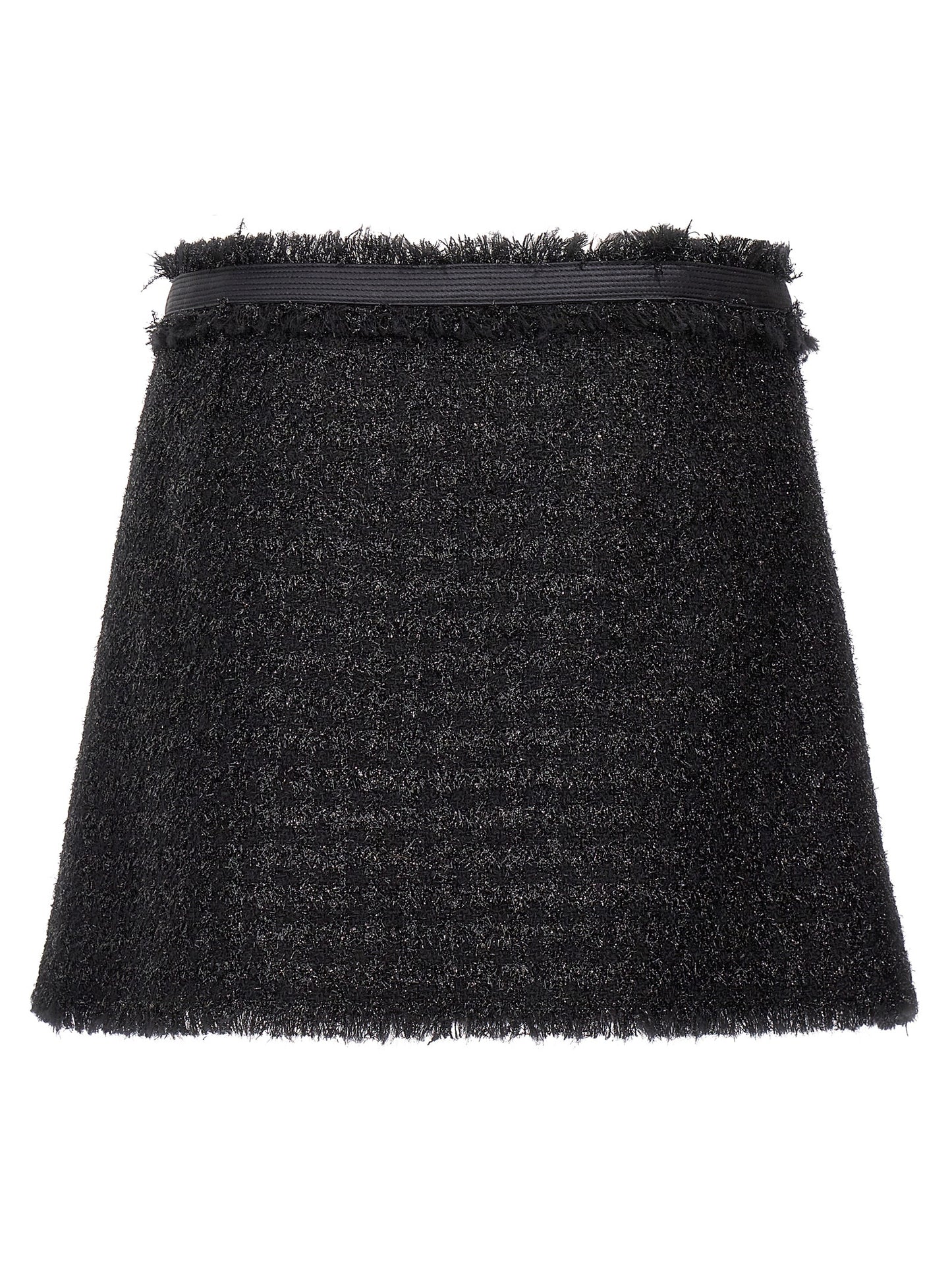Skirt by Versace for women in polyamide lurex & virgin wool black features a contoured silhouette from the Medusa Women's Polyamide Lurex & Virgin Wool Long Skirt collection, characterized by its contoured long for a contoured finish.