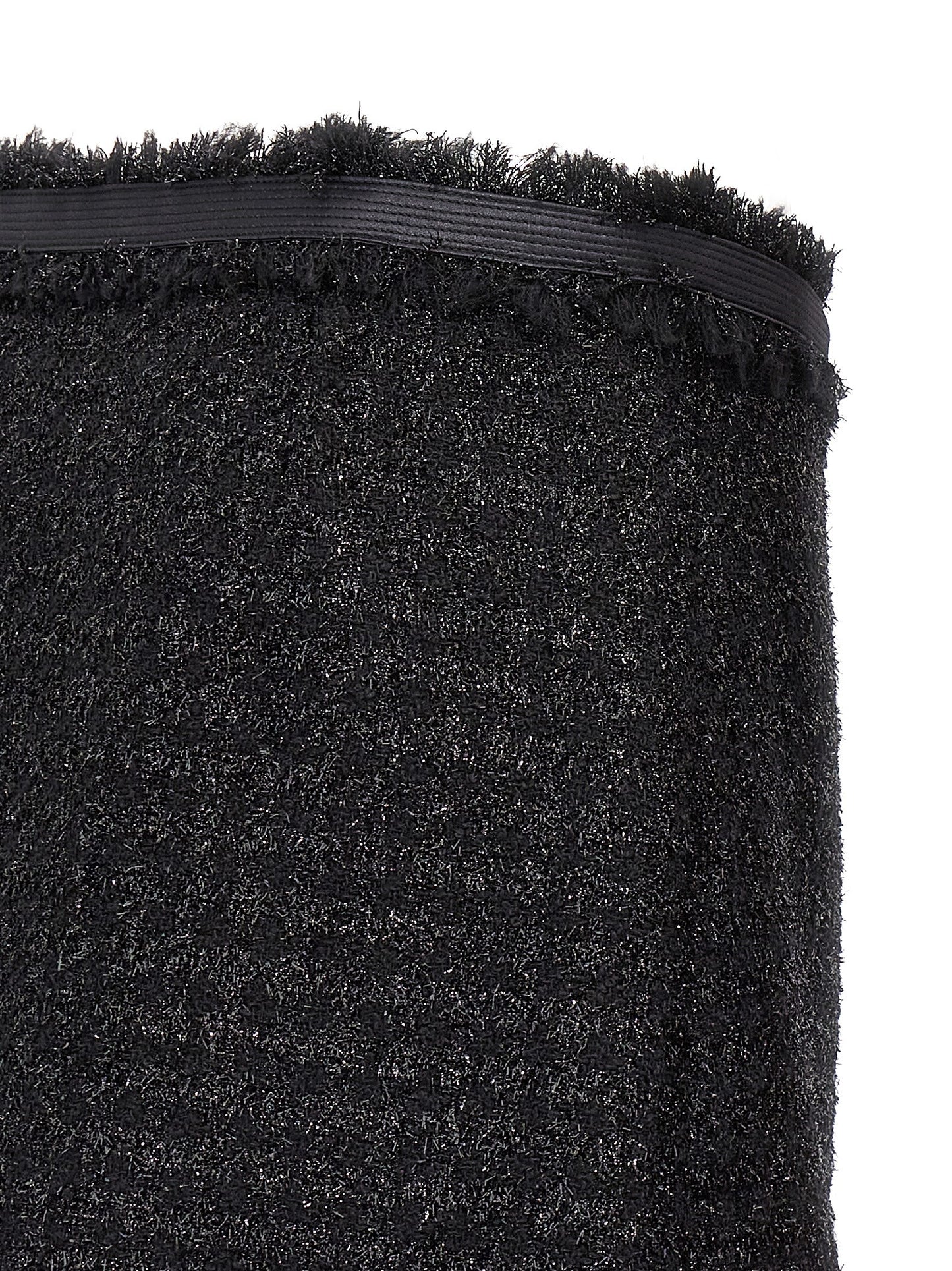 Skirt by Versace for women in polyamide lurex & virgin wool black features an relaxed-yet-refined silhouette that elegantly showcases the Medusa Women's Polyamide Lurex & Virgin Wool Long Skirt design and sophisticated long.