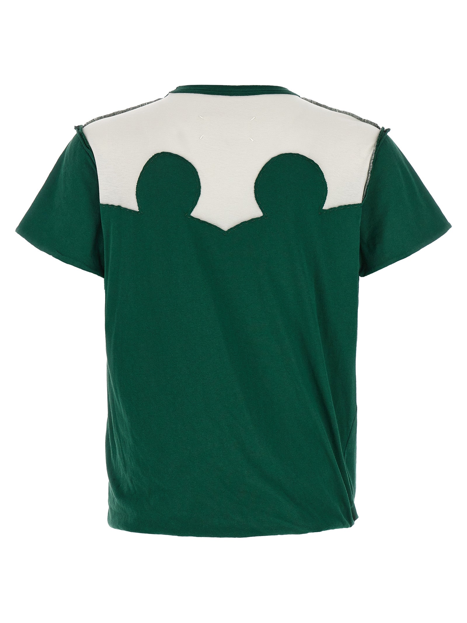 T-Shirt by Maison Margiela for men in cotton bicolour, green & patchwork features a plush silhouette, showcasing a sophisticated and for a truly plush finish.
