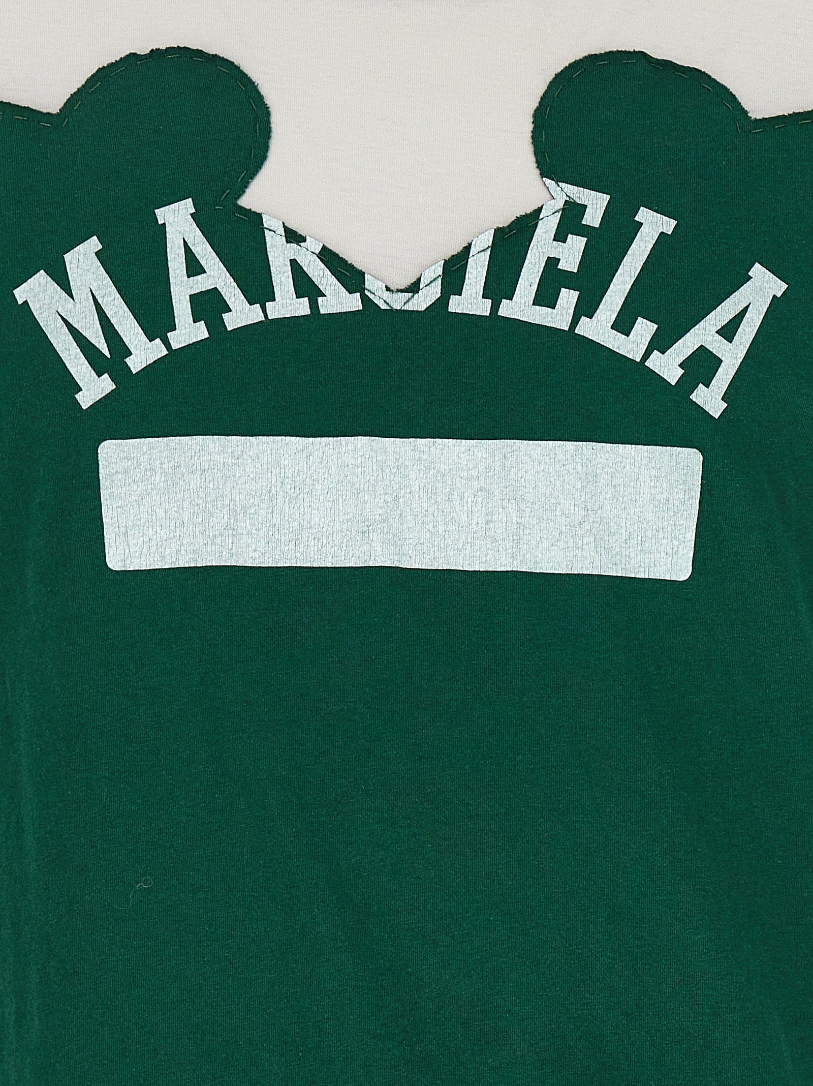 T-Shirt by Maison Margiela for men in cotton bicolour, green & patchwork showcases a fashionable silhouette, elegantly detailed with a fashionable and for a sophisticated, high-fashion look.