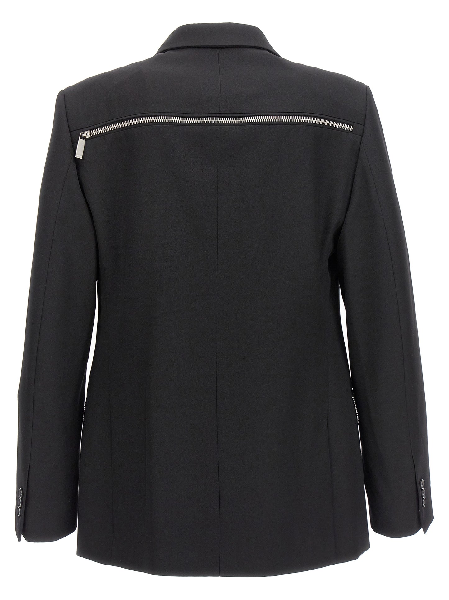 Blazer by Off-White for men in virgin wool black & white showcases a discerning silhouette, elegantly detailed with a sophisticated and premium for a truly discerning finish.
