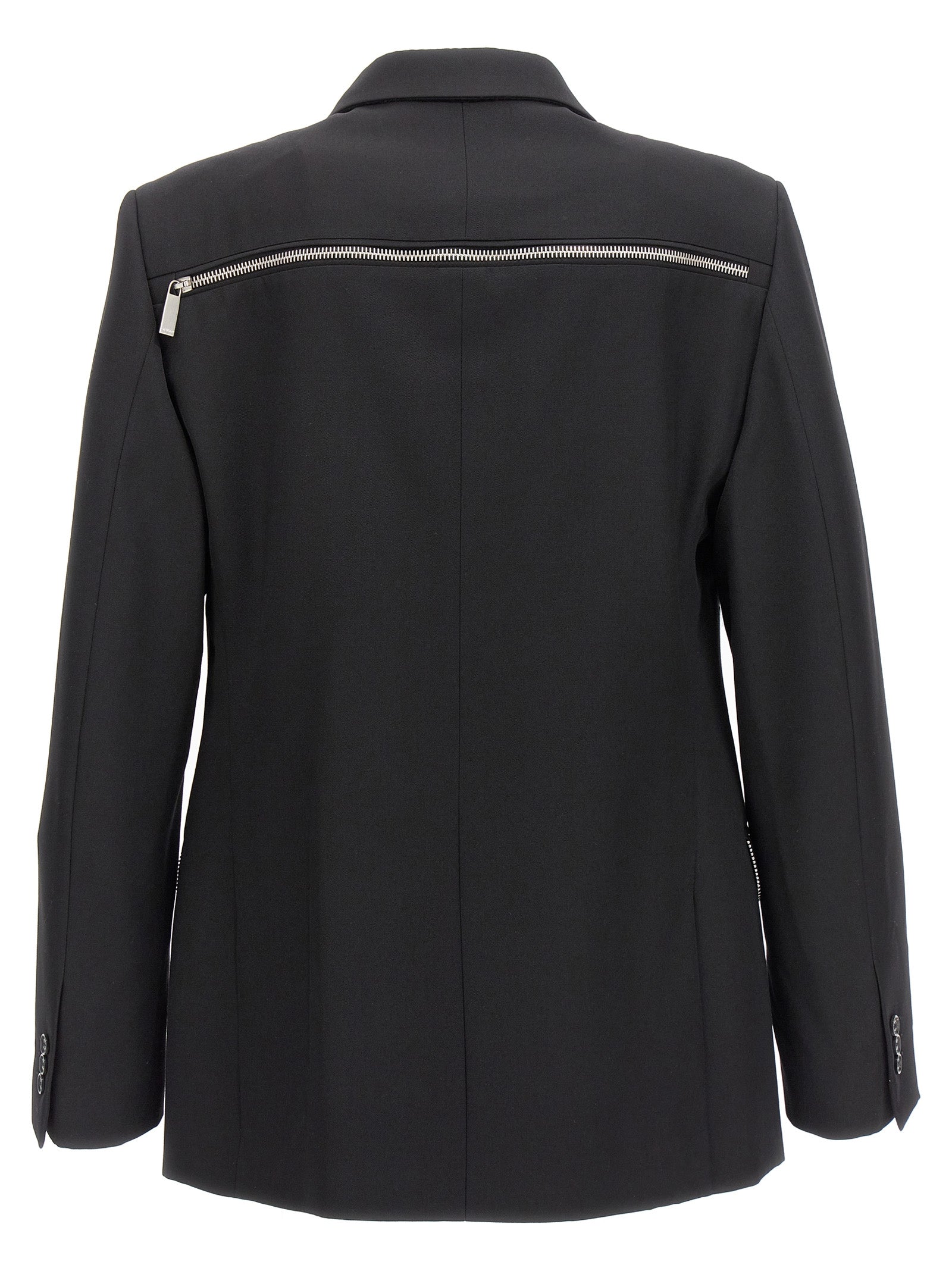 Blazer by Off-White for men in virgin wool black & white showcases a discerning silhouette, elegantly detailed with a sophisticated and premium for a truly discerning finish.
