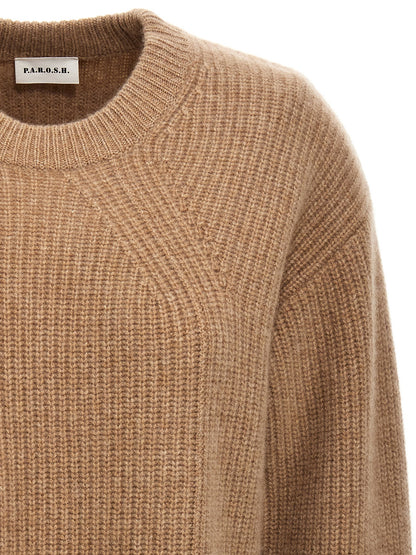 Cardigan by P.A.R.O.S.H. for women in cashmere beige features a nuanced silhouette with a refined and nuanced detailing for a sophisticated look.