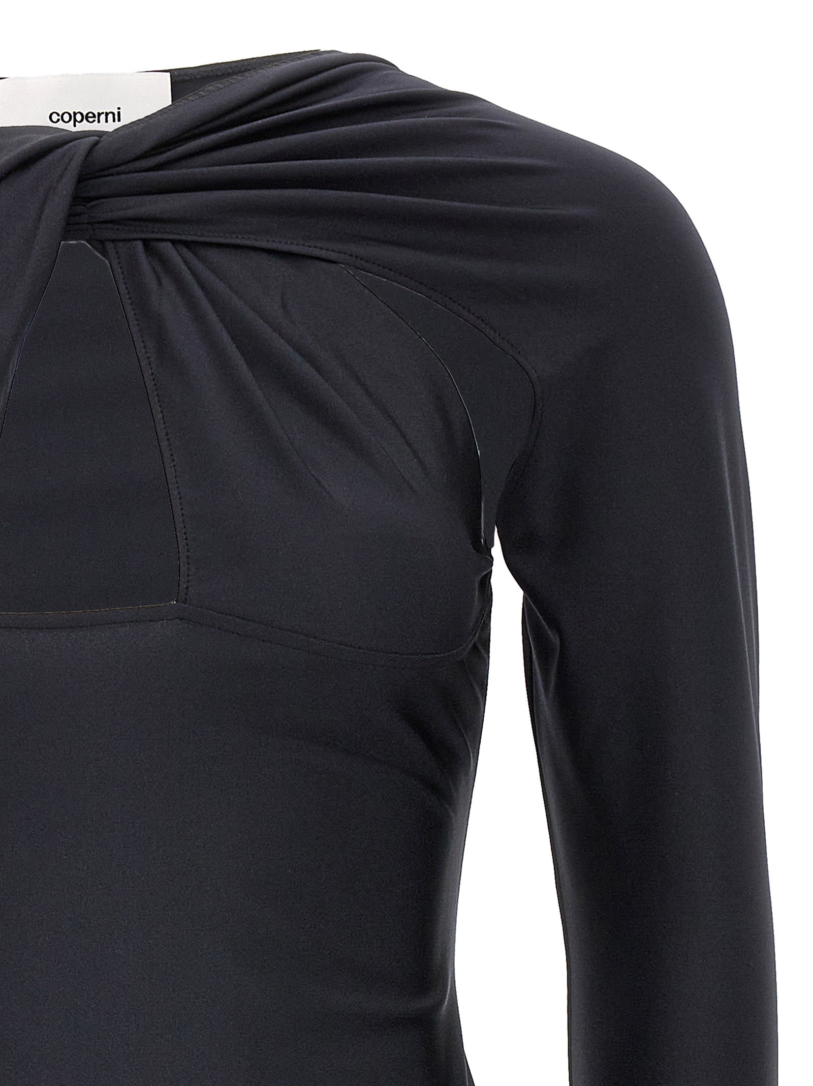 Dress by Coperni for women in stretch polyamide black features an magnificent silhouette, artfully detailed with a magnificent and that flows into an magnificent short mini.