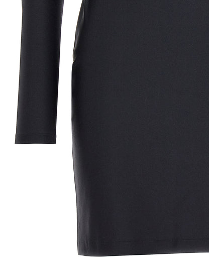 Dress by Coperni for women in stretch polyamide black features an sultry silhouette defined by a and , falling to an sultry short mini for a sultry look.