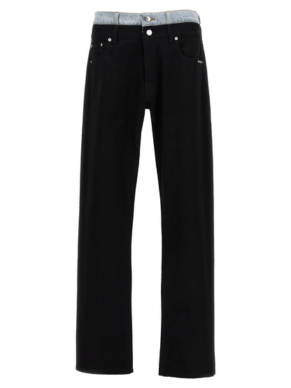 Jeans by VTMNTS for men in denim cotton black features an refined tailoring silhouette, showcasing a premium straight-leg with a and long cut for a refined tailoring look.