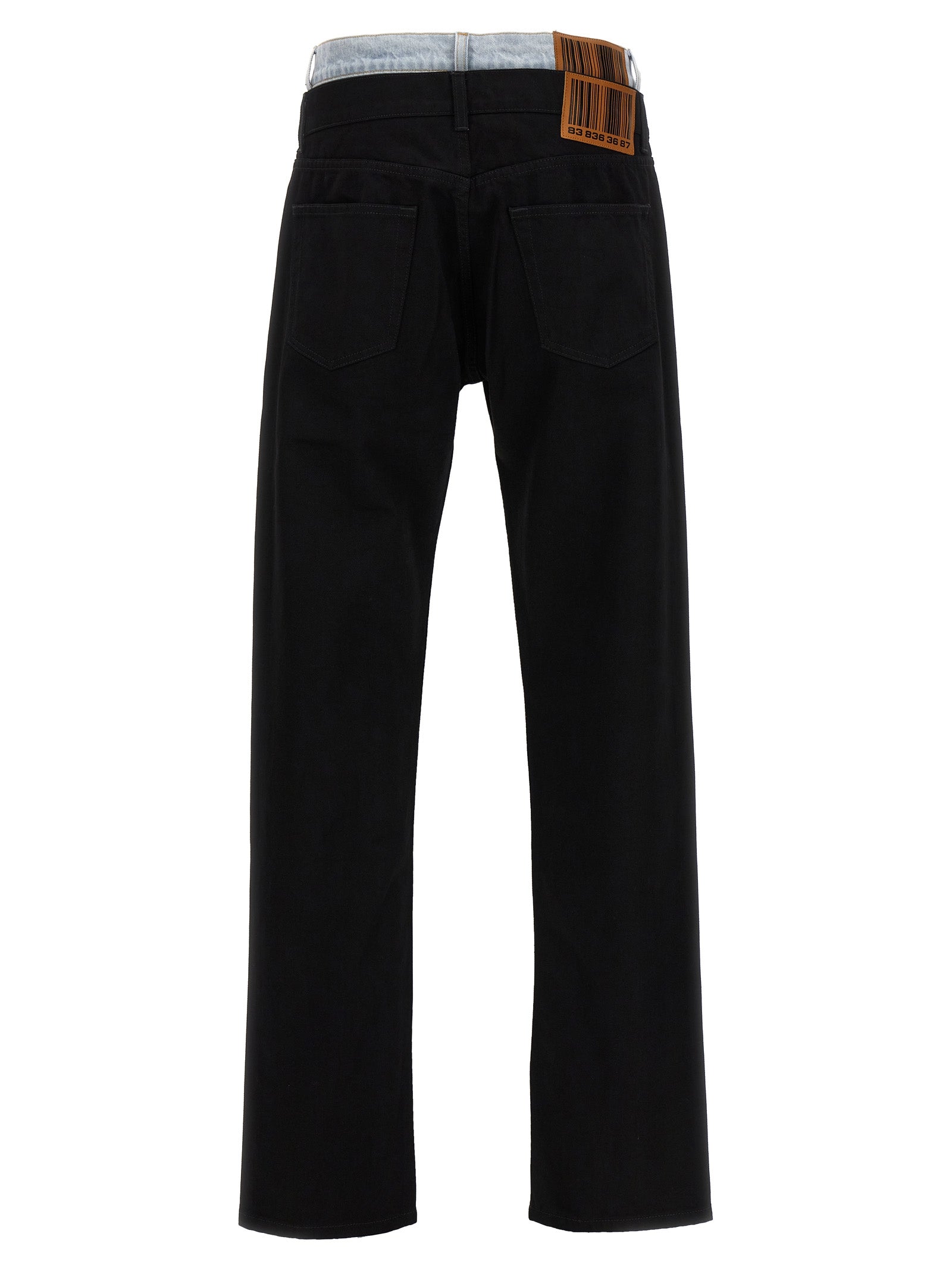 Jeans by VTMNTS for men in denim cotton black features an sartorial straight-leg and long with a cut for a sartorial finish.