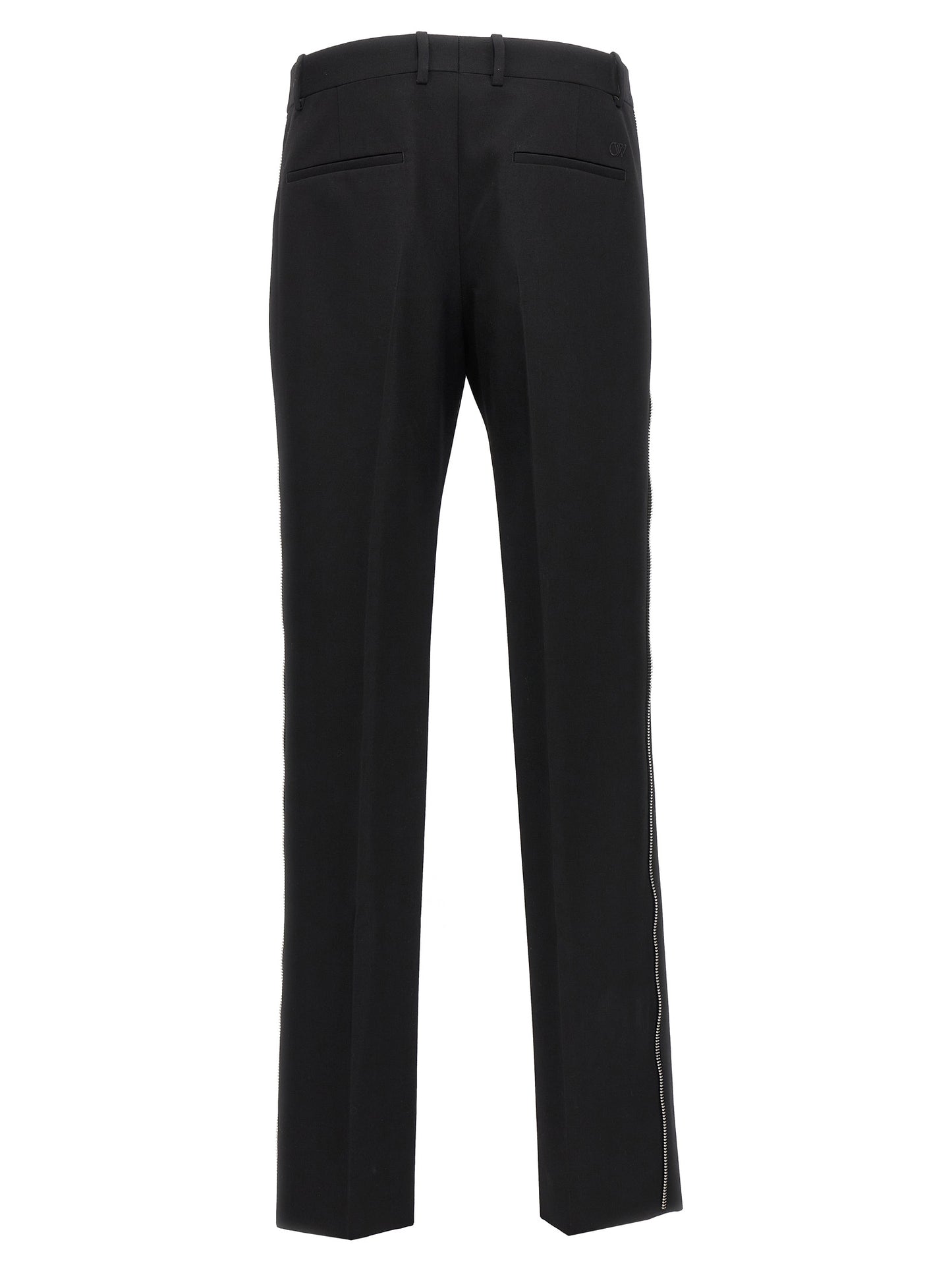 Trousers by Off-White for men in virgin wool black & white presents a smart silhouette, meticulously detailed with a smart , a smart long, and a smart .
