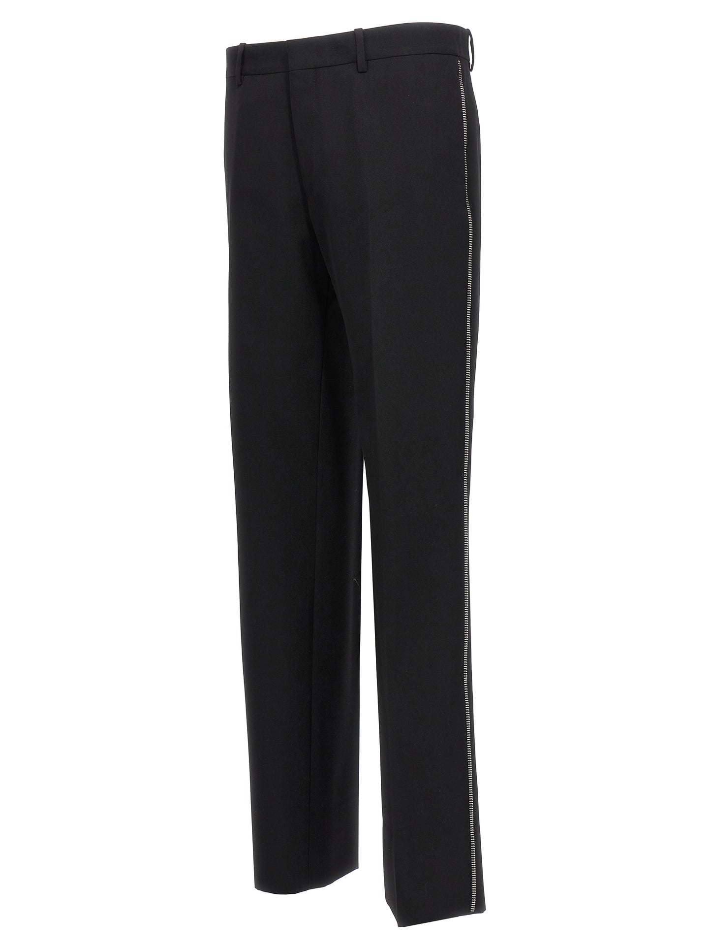 Trousers by Off-White for men in virgin wool black & white features a artisanal silhouette, showcasing a sophisticated with a long and for a artisanal finish.