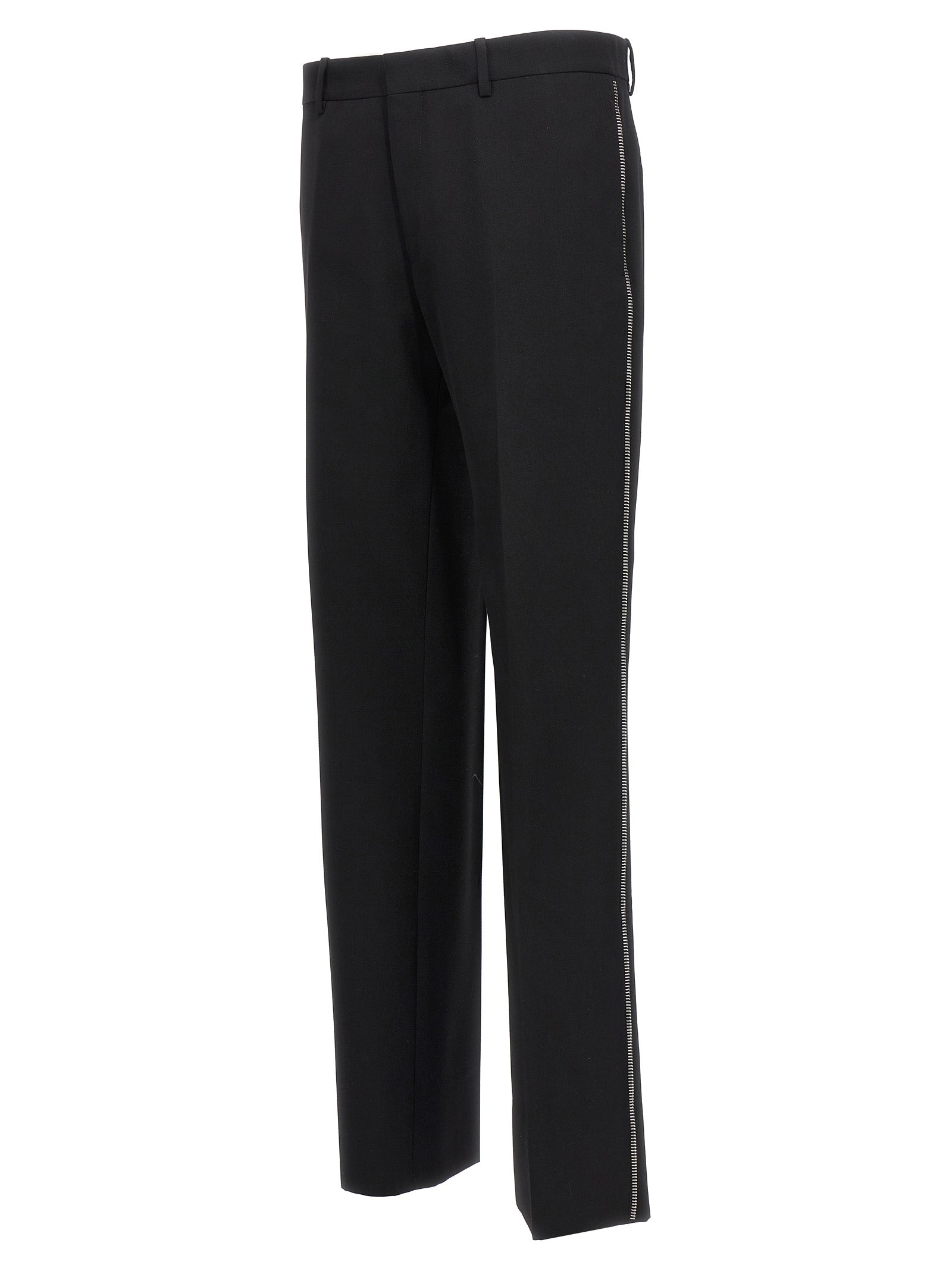 Trousers by Off-White for men in virgin wool black & white features a artisanal silhouette, showcasing a sophisticated with a long and for a artisanal finish.
