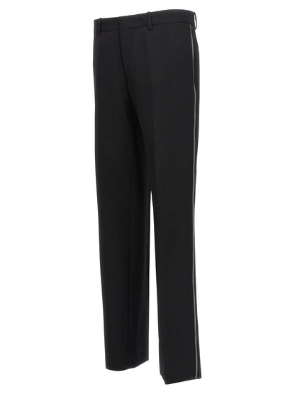 Trousers by Off-White for men in virgin wool black & white features a artisanal silhouette, showcasing a sophisticated with a long and for a artisanal finish.