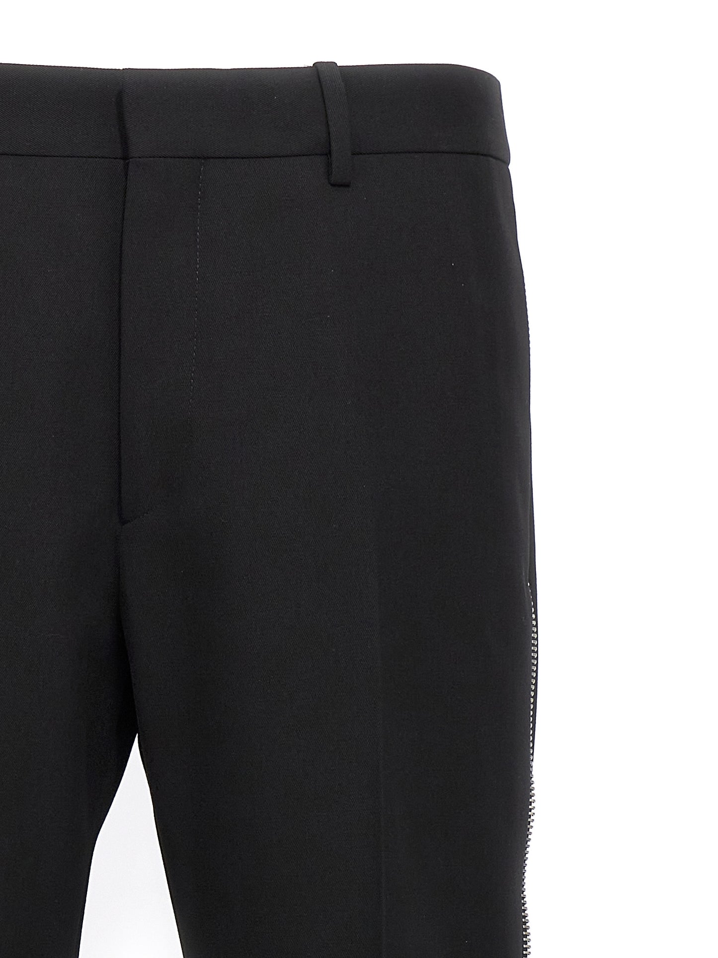 Trousers by Off-White for men in virgin wool black & white features an sartorial silhouette, showcasing a precise and long with a sartorial for a refined look.