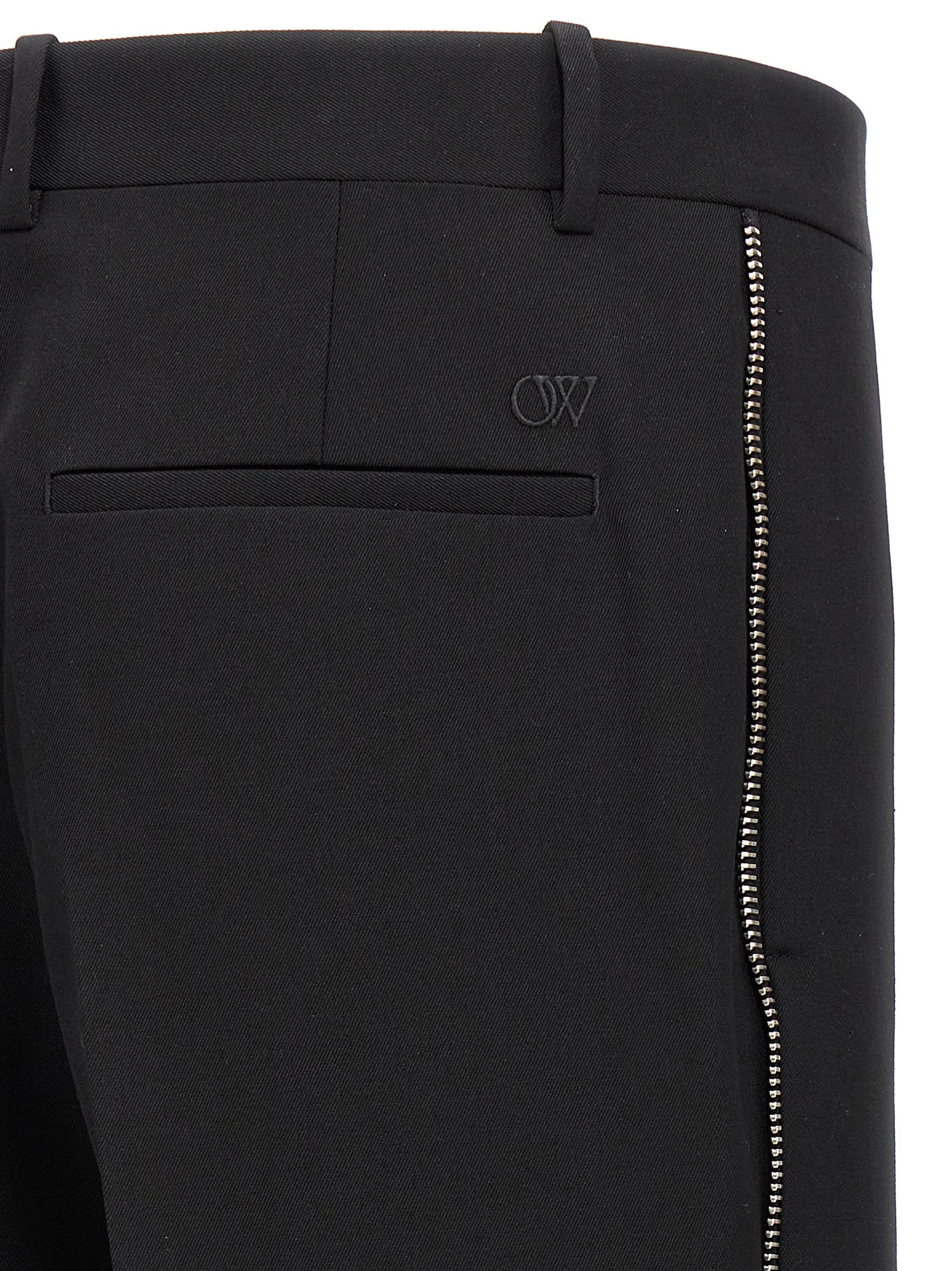 Trousers by Off-White for men in virgin wool black & white features an on trend silhouette, showcasing a sophisticated with a long and for an on trend finish.