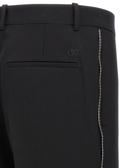 Trousers by Off-White for men in virgin wool black & white features an on trend silhouette, showcasing a sophisticated with a long and for an on trend finish.