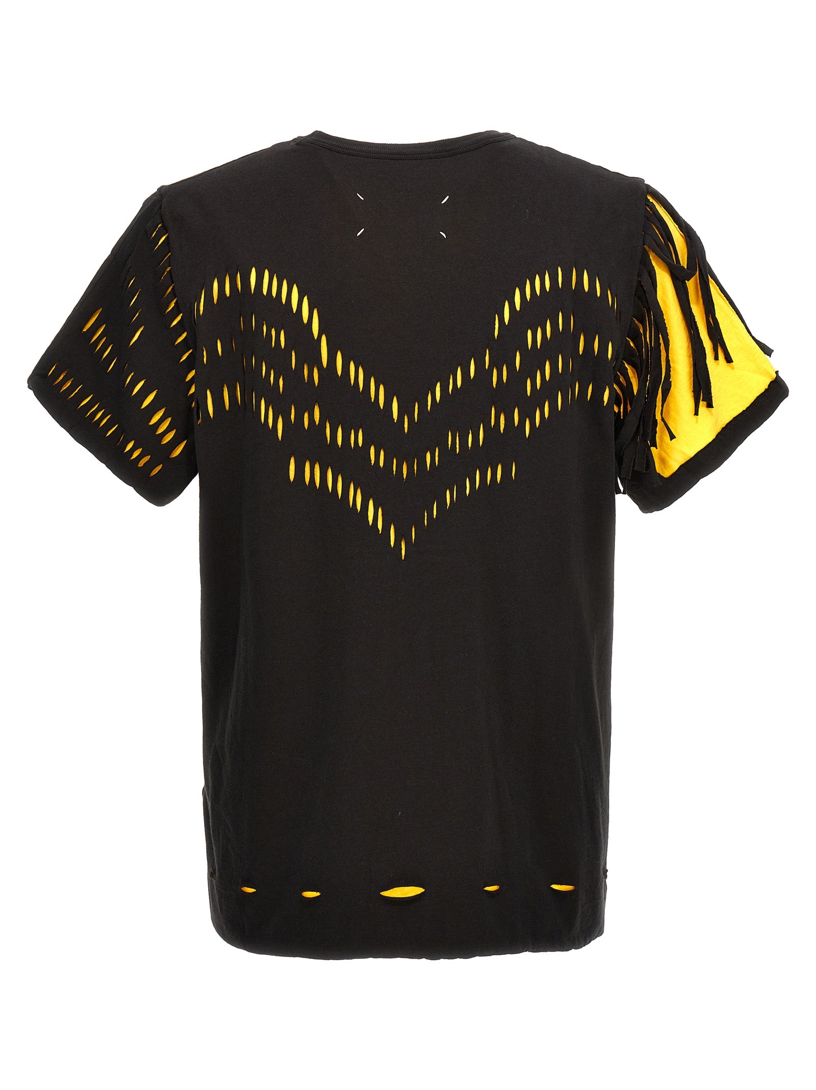 T-Shirt by Maison Margiela for men in cotton bicolour, yellow, signature & print features an on trend silhouette, perfectly showcasing a on trend and for an elevated aesthetic.