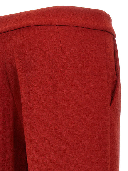 Pants by Gianluca Capannolo for women in virgin wool multicolor & red showcases a unrivaled comfort silhouette, featuring a straight-leg & wide cut and long with a for a unrivaled comfort and refined aesthetic.