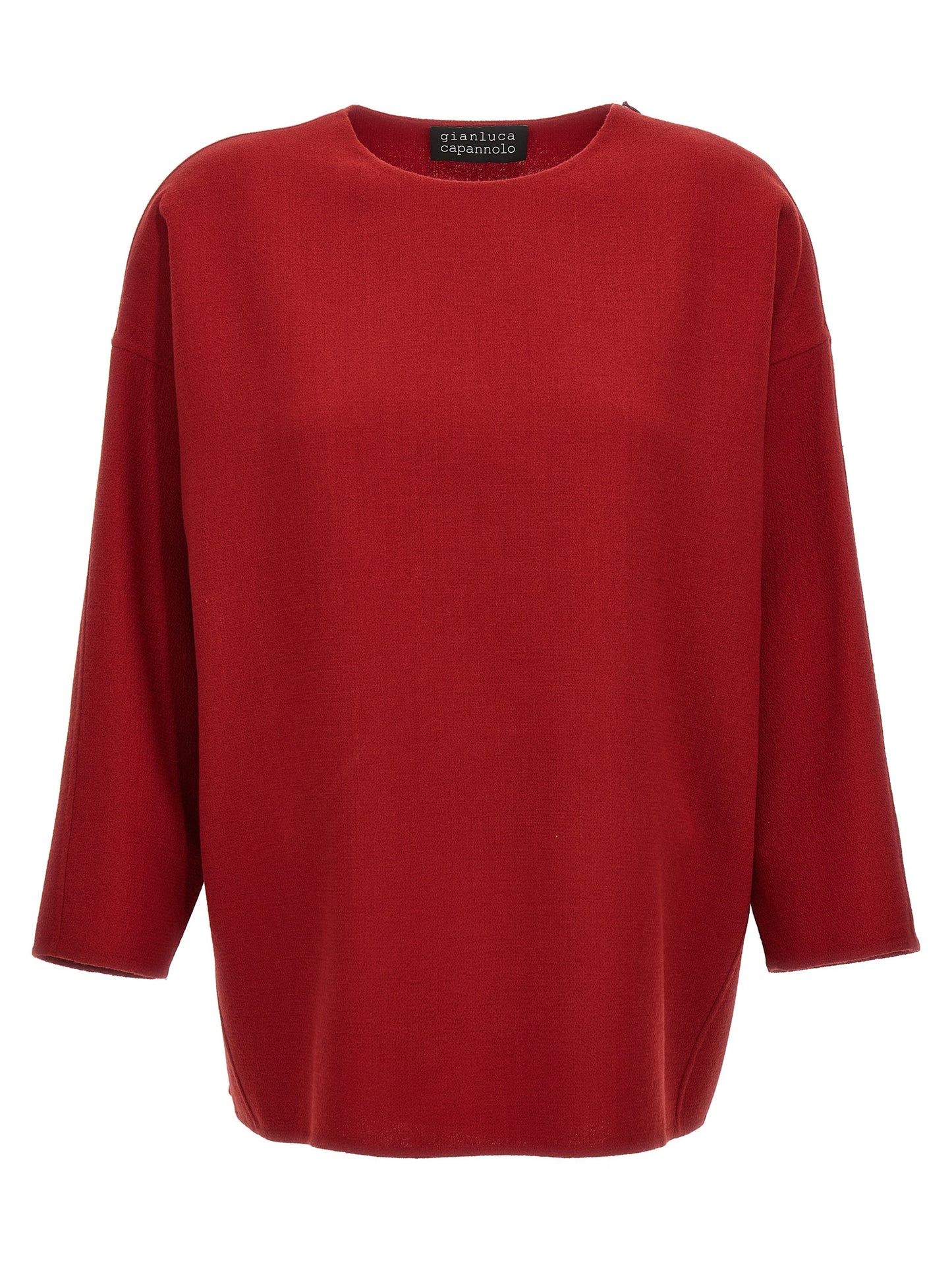 Shirt by Gianluca Capannolo for women in virgin wool multicolor & red features an architectural silhouette with a refined long-sleeve and elegant for a architectural look.