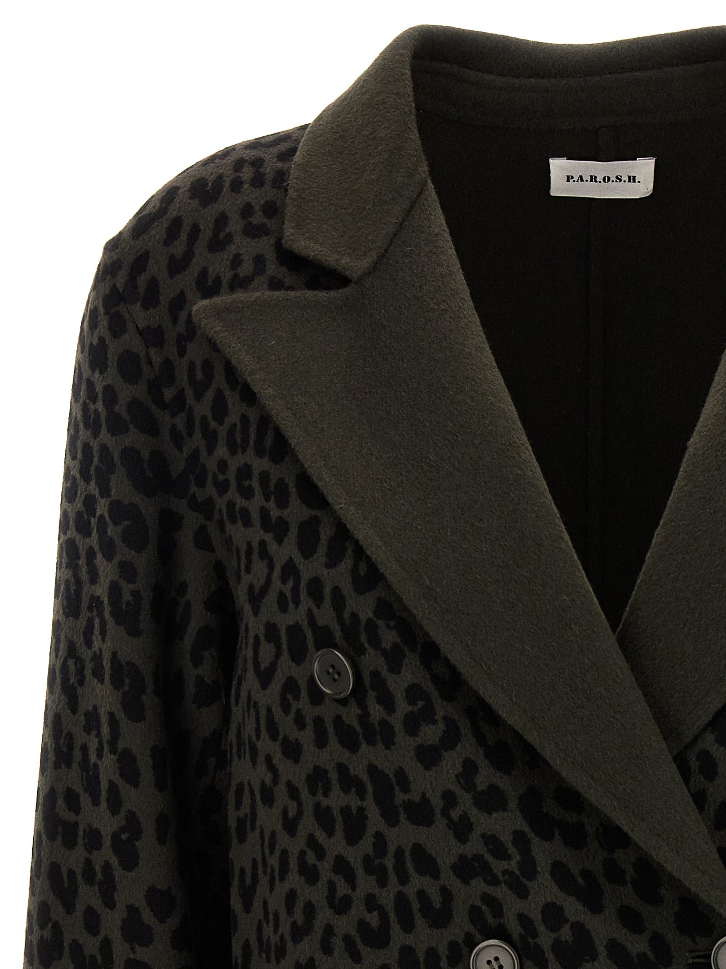 Blazer by P.A.R.O.S.H. for women in wool bicolour, animal, green, patterned & print presents a distinguished silhouette, detailed with a distinguished and distinctive for a truly sophisticated finish.