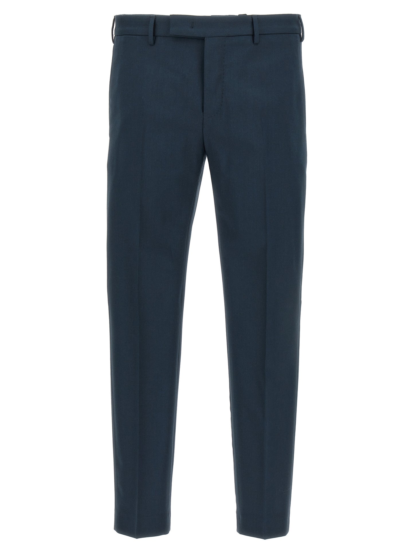 Trousers by PT Torino for men in virgin wool blue features an sartorial silhouette, showcasing a precise and long with a sartorial for a refined look.