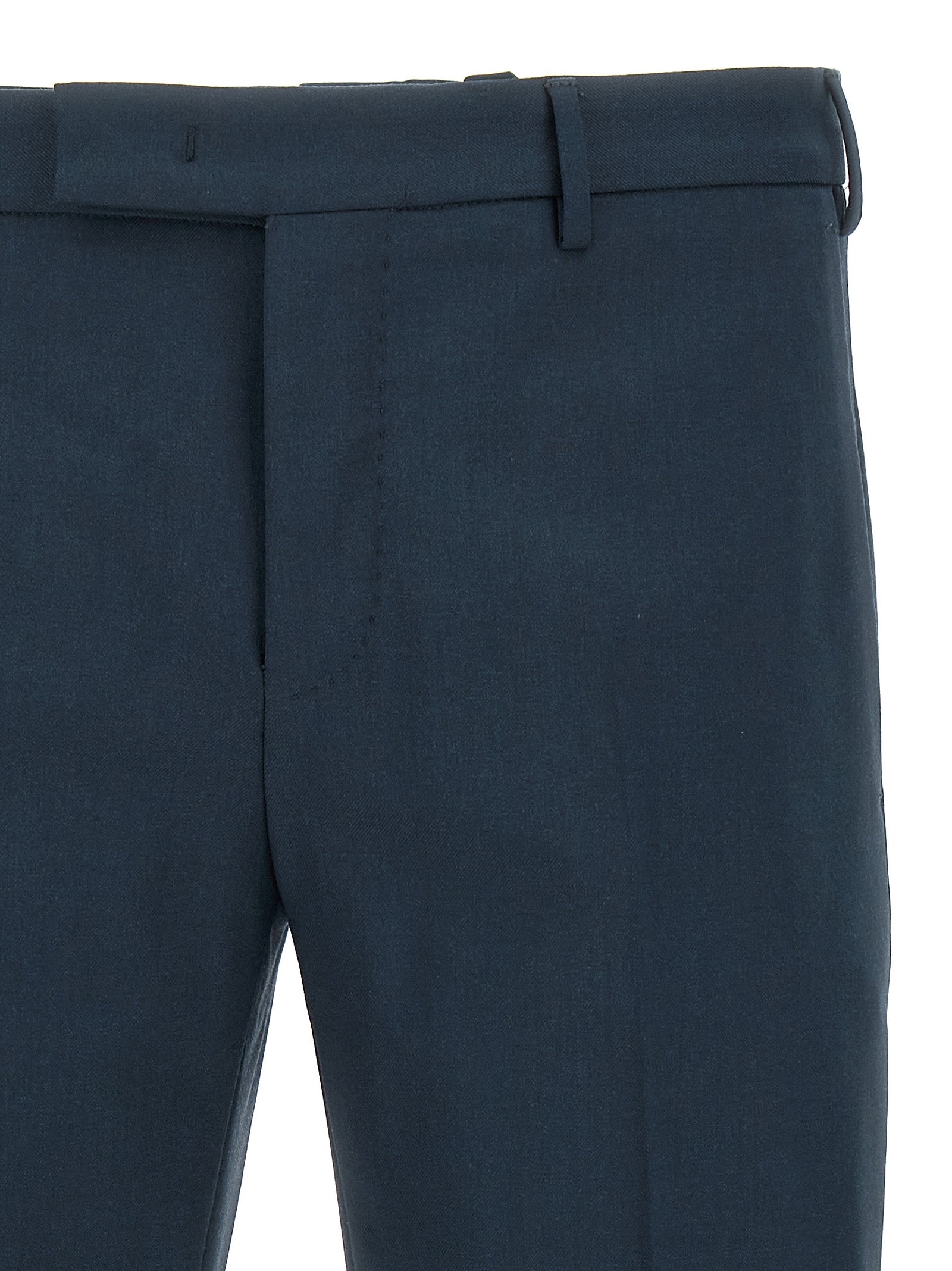 Trousers by PT Torino for men in virgin wool blue presents a perennial silhouette, meticulously tailored with a cut, long finish, and an elegant .