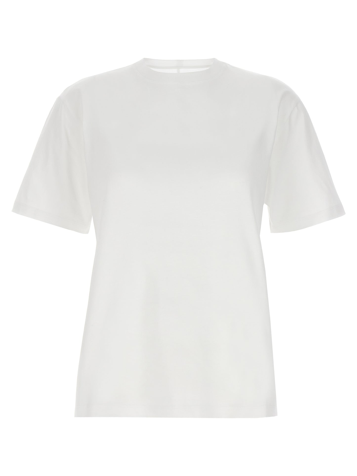 T-Shirt by Armarium for women in cotton white showcases a chic silhouette, artfully detailed with a chic crew neckline and short-sleeve for a chic finish.