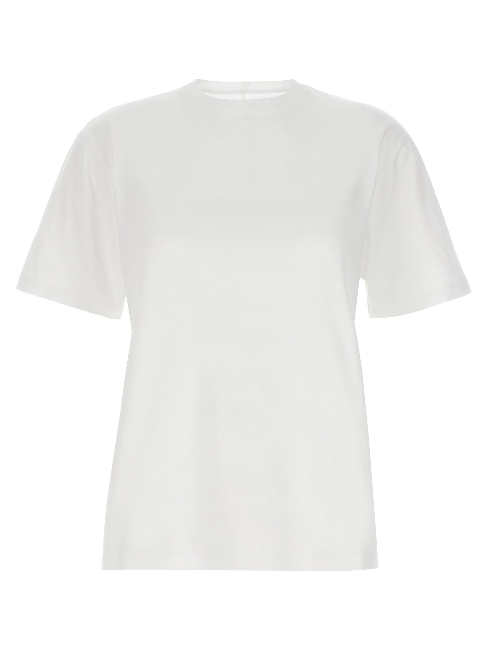 T-Shirt by Armarium for women in cotton white showcases a chic silhouette, artfully detailed with a chic crew neckline and short-sleeve for a chic finish.
