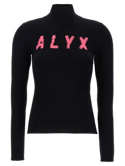 Cardigan by Alyx for women in stretch polyamide viscose black features an impeccable silhouette, showcasing a sophisticated high-neck neckline and long-sleeve detail for a truly impeccable finish.