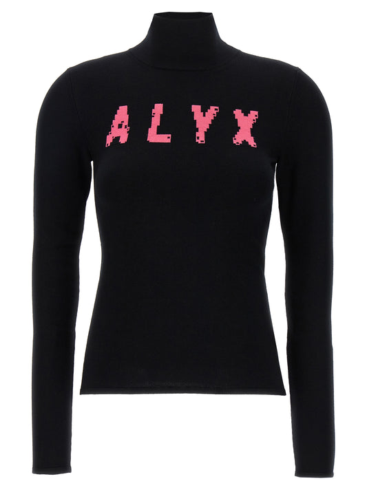 Cardigan by Alyx for women in stretch polyamide viscose black features an impeccable silhouette, showcasing a sophisticated high-neck neckline and long-sleeve detail for a truly impeccable finish.