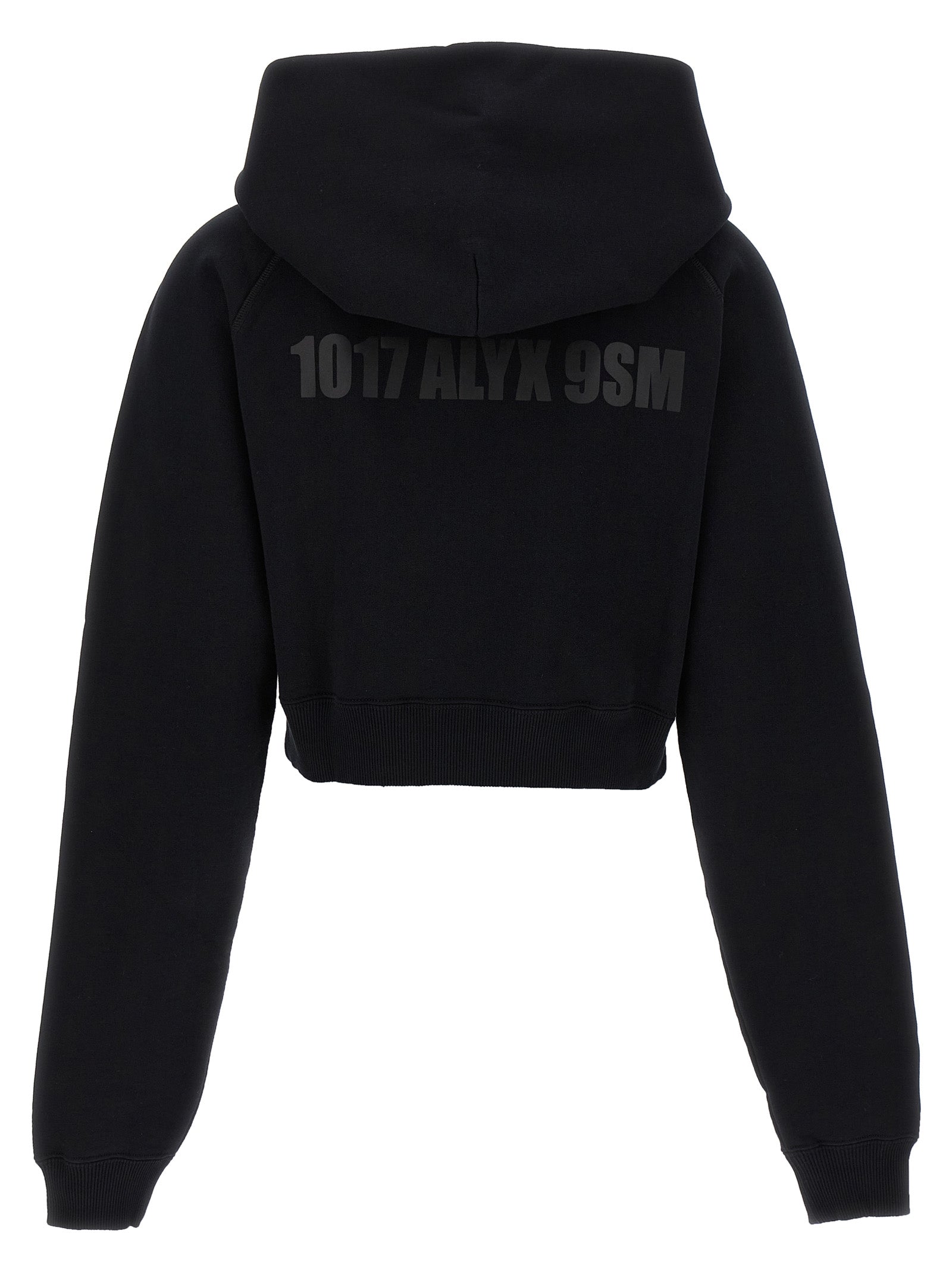 Sweatshirt Hoodie by Alyx for women in cotton polyester bicolour, black, white & print features a slouchy chic silhouette, detailed with a slouchy chic and a signature hooded neckline for an elevated aesthetic.