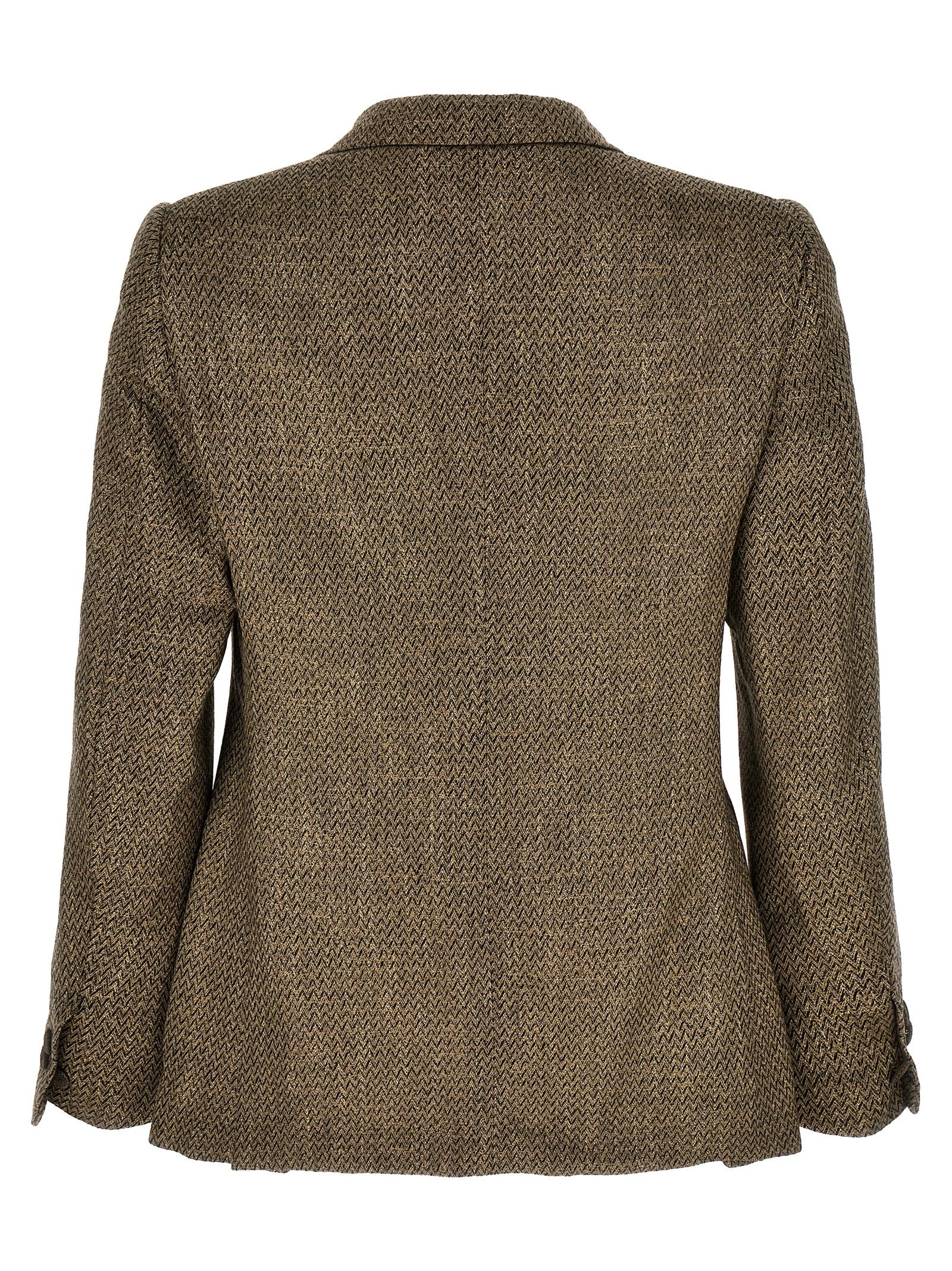 Blazer by MAURIZIO MIRI for men in polyamide leather linen & alpaca wool beige, patterned & herringbone showcases a polished silhouette, highlighted by a refined split neckline and polished for a sophisticated finish.