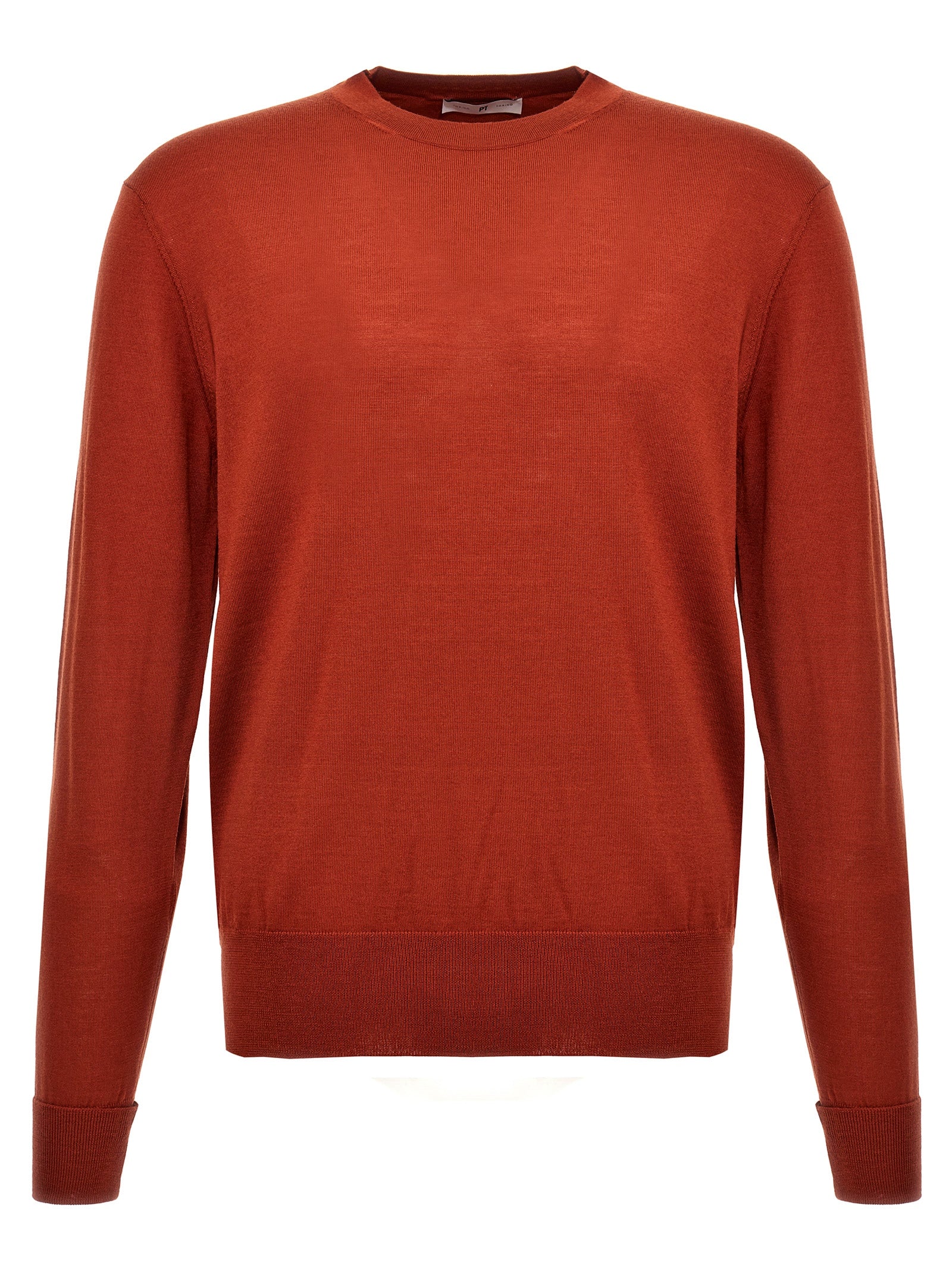 Cardigan by PT Torino for men in virgin wool multicolor & red showcases a luxurious silhouette, meticulously detailed with a sophisticated crew neckline and long-sleeve for a refined finish.