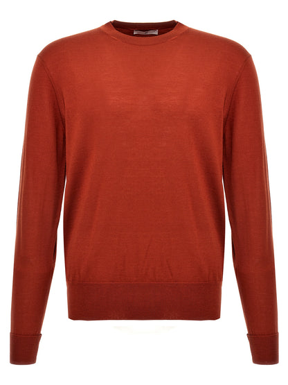 Cardigan by PT Torino for men in virgin wool multicolor & red showcases a luxurious silhouette, meticulously detailed with a sophisticated crew neckline and long-sleeve for a refined finish.