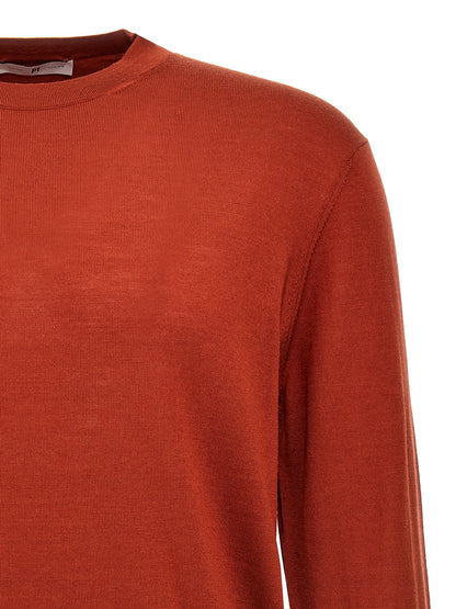 Cardigan by PT Torino for men in virgin wool multicolor & red features an impeccable silhouette, showcasing a sophisticated crew neckline and detail for a truly impeccable finish.