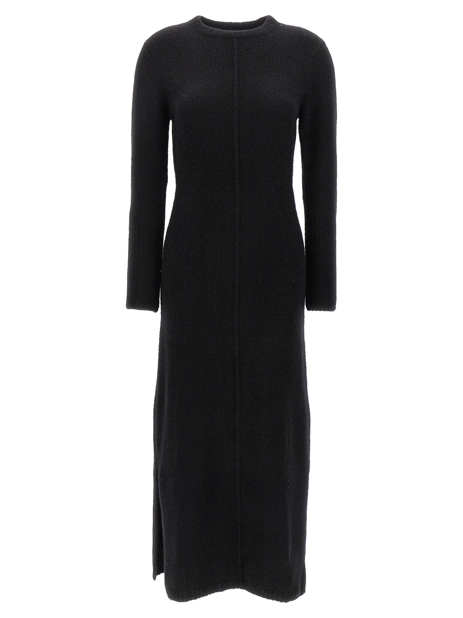 Dress by Loulou De Saison for women in plush polyamide & cashmere black features an magnificent silhouette, artfully detailed with a magnificent and long-sleeve that flows into an magnificent maxi long.