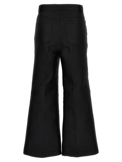 Trousers by Giambattista Valli for women in polyester & silk black features an sartorial silhouette, showcasing a precise flared & cropped and cropped with a sartorial for a refined look.