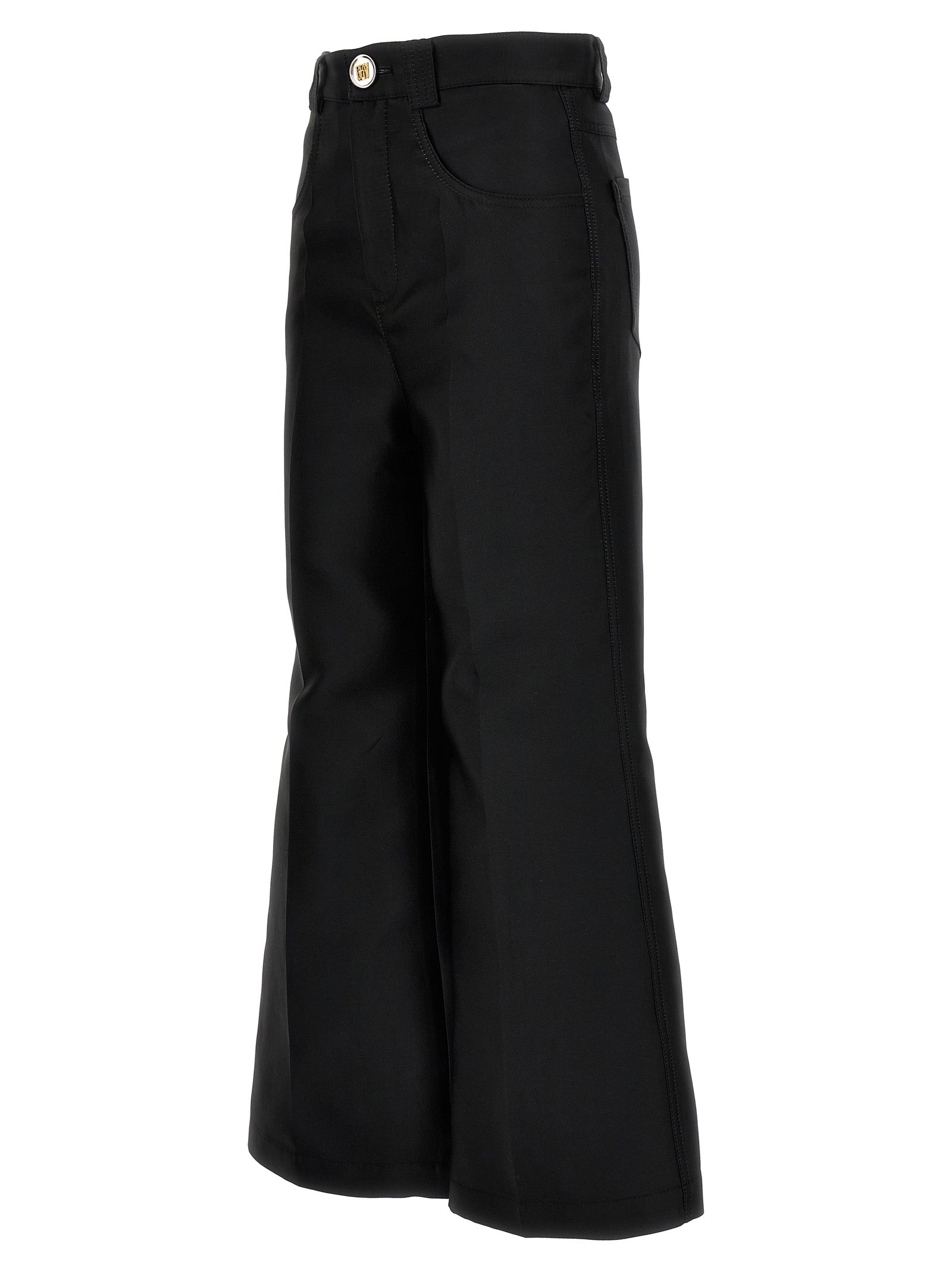 Trousers by Giambattista Valli for women in polyester & silk black features a sculptural silhouette, showcasing a sculptural flared & cropped and cropped with a sophisticated for a sculptural finish.