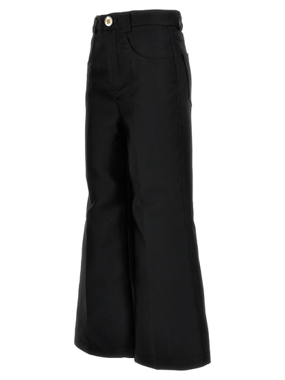 Trousers by Giambattista Valli for women in polyester & silk black features a sculptural silhouette, showcasing a sculptural flared & cropped and cropped with a sophisticated for a sculptural finish.