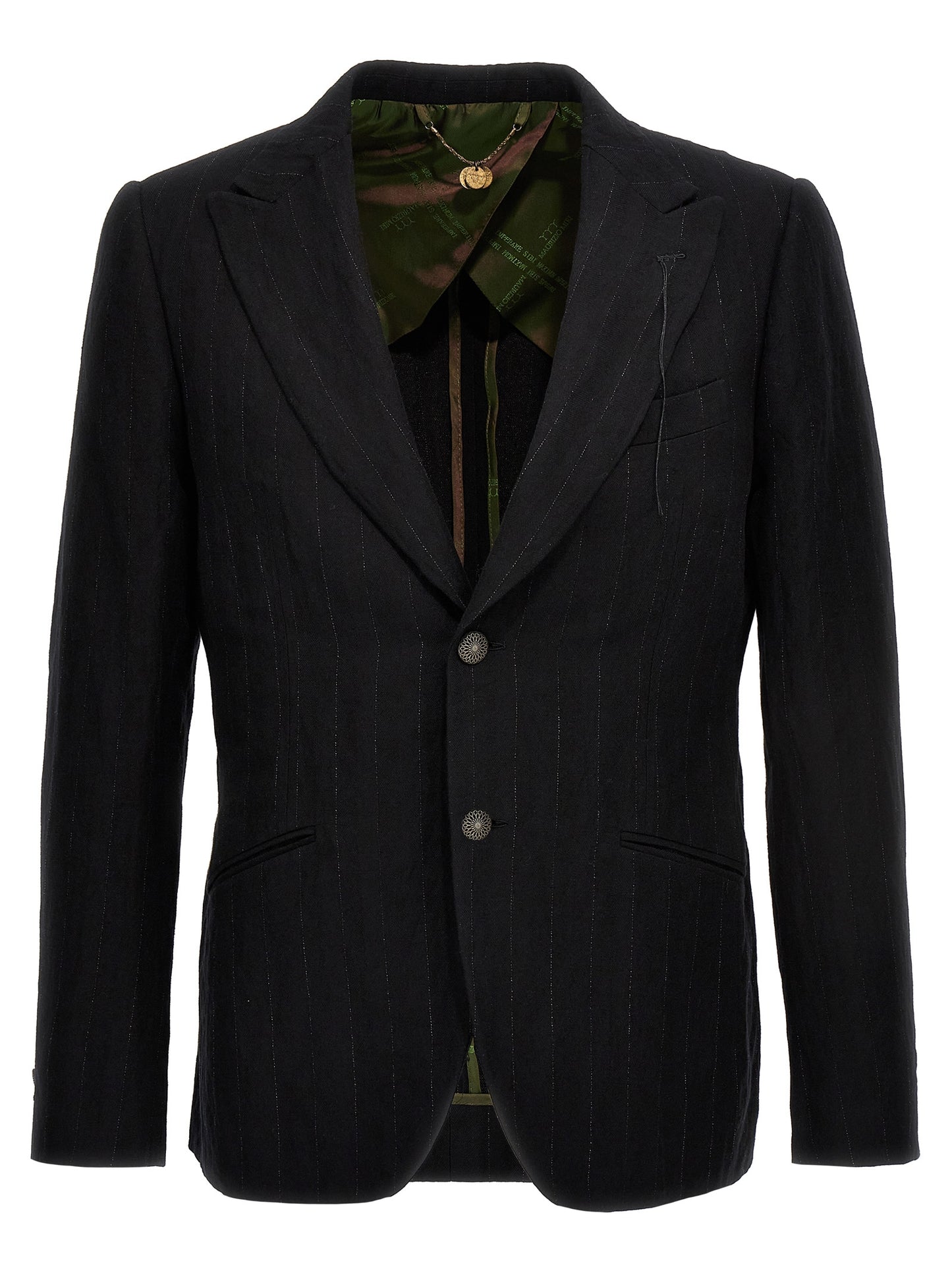 This Blazer by MAURIZIO MIRI for men in metallized fiber wool & cotton black presents a tailored silhouette, meticulously tailored with a tailored and distinctive for a tailored finish.