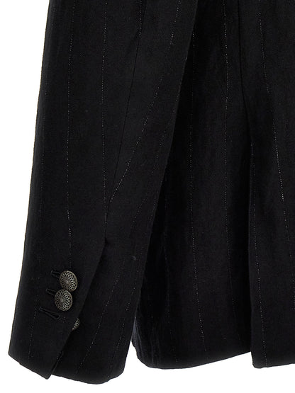 Blazer by MAURIZIO MIRI for men in metallized fiber wool & cotton black presents a distinguished silhouette, detailed with a distinguished and distinctive for a truly sophisticated finish.
