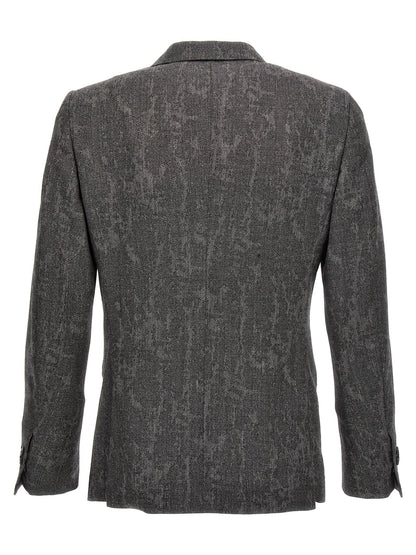 Blazer by MAURIZIO MIRI for men in wool gray showcases a discerning silhouette, elegantly detailed with a sophisticated and premium for a truly discerning finish.