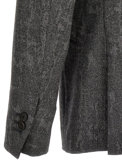 Blazer by MAURIZIO MIRI for men in wool gray showcases a polished silhouette, highlighted by a refined and polished for a sophisticated finish.