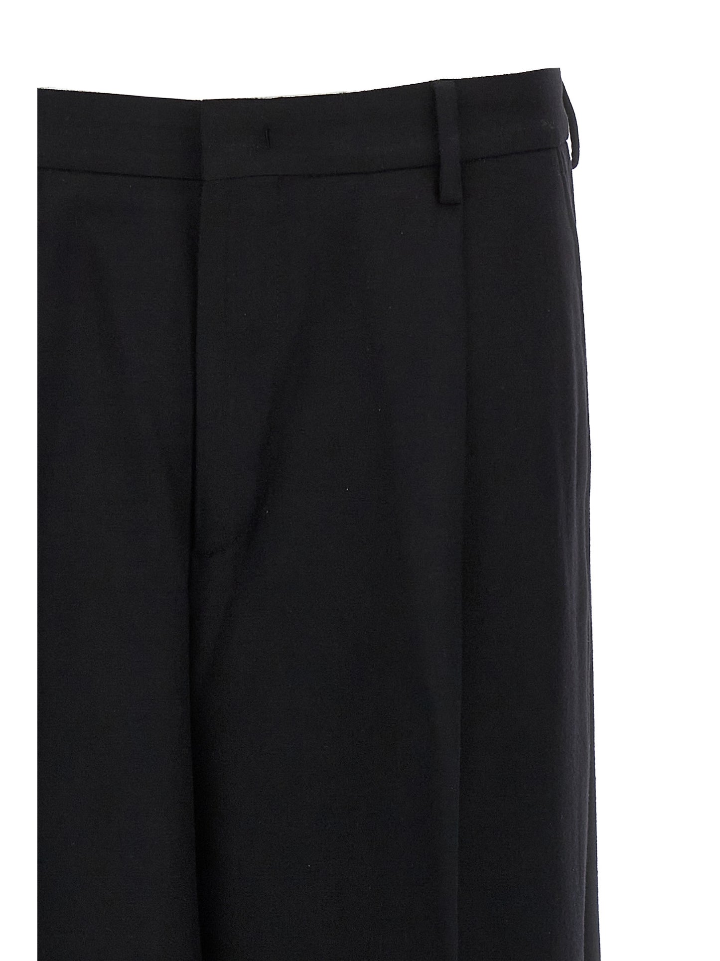 Trousers by CELLAR DOOR for women in virgin wool black features a sculptural silhouette, showcasing a sculptural and long with a sophisticated for a sculptural finish.