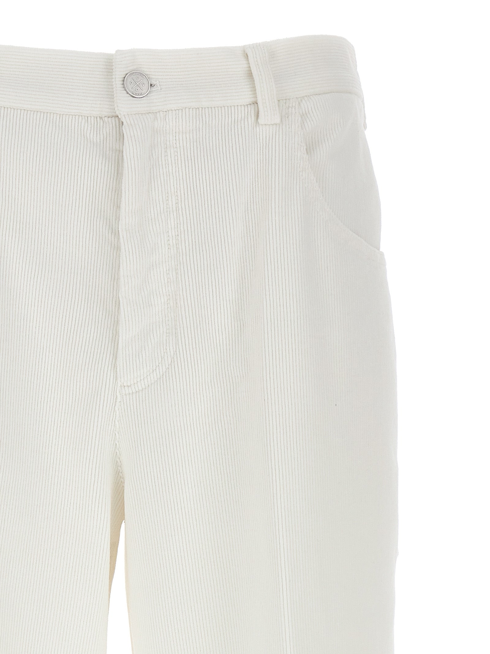 Casual Pants by CELLAR DOOR for women in stretch cotton corduroy white presents a tailored silhouette, showcasing a tailored straight-leg and long cut with a refined for a truly tailored aesthetic.